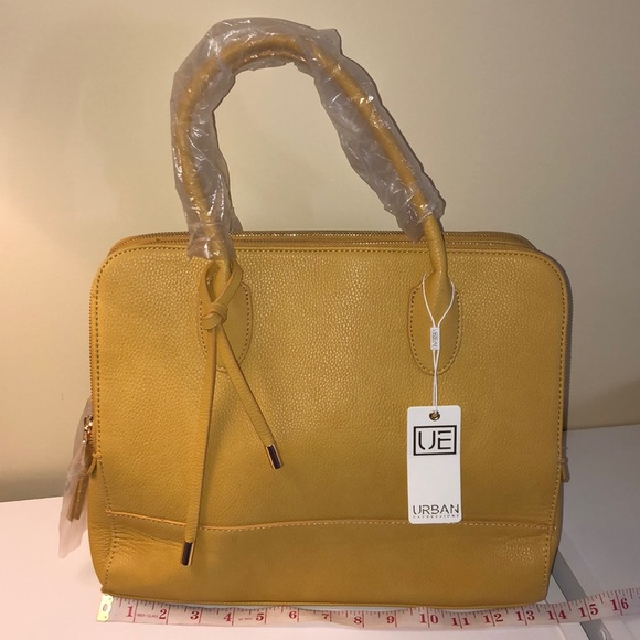 Oriana Double Zip Work Satchel Mustard NWT